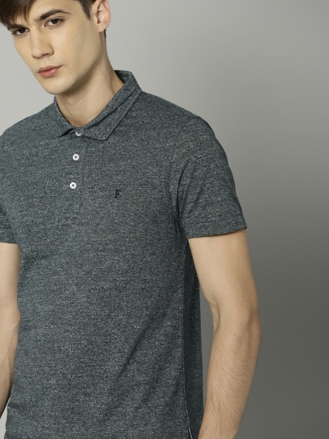 

French Connection Men Blue Solid Polo Collar T-shirt