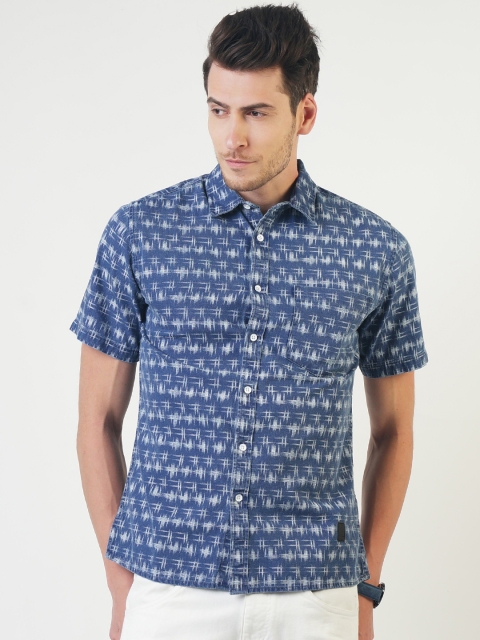 

Blue Saint Men Blue Smart Slim Fit Printed Casual Shirt