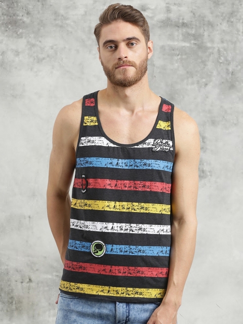 

Breakbounce Men Multicoloured Striped Scoop Neck T-shirt, Multi