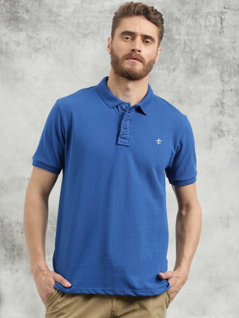

Breakbounce Men Blue Solid Polo Collar T-shirt