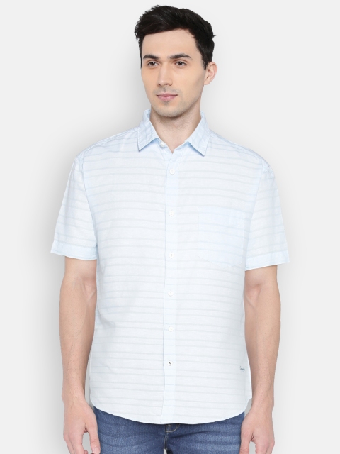 

LOCOMOTIVE Men Blue Slim Fit Striped Casual Shirt