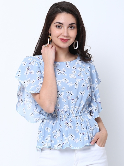 

Tokyo Talkies Women Blue Printed Top