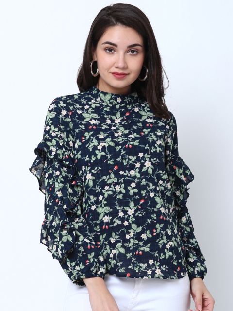

Tokyo Talkies Women Navy Blue Printed Top