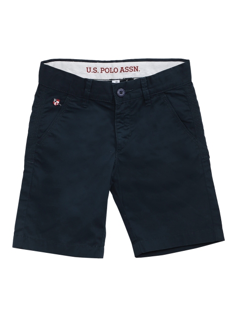 

U.S. Polo Assn. Kids Boys Navy Blue Solid Regular Shorts