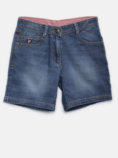 

U.S. Polo Assn. Kids Girls Blue Solid Regular Fit Denim Shorts