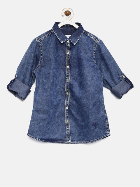 

U.S. Polo Assn. Kids Girls Blue Solid Casual Shirt