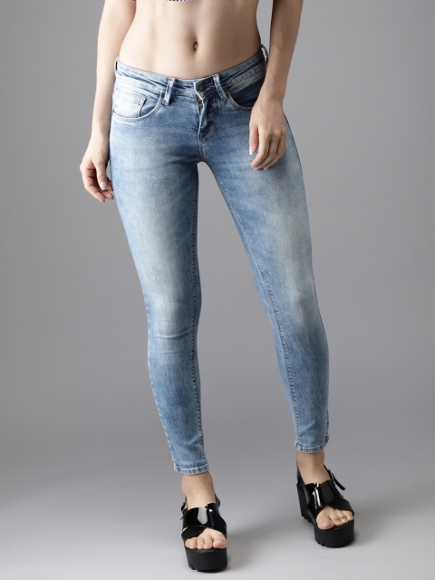 

HERE&NOW Women Blue Skinny Fit Mid-Rise Cropped Clean Look Stretchable Jeans