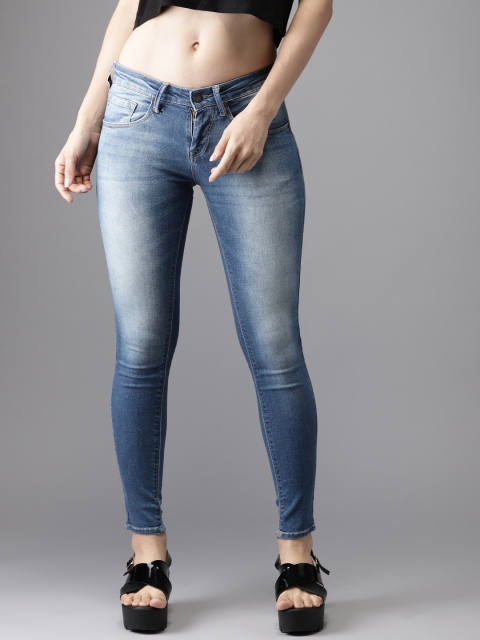 

HERE&NOW Women Blue Skinny Fit Mid-Rise Cropped Clean Look Stretchable Jeans