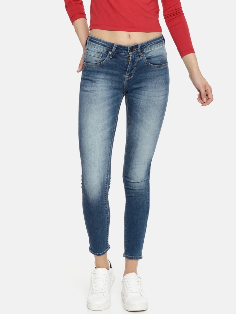 

HERE&NOW Women Blue Skinny Fit Mid-Rise Clean Look Stretchable Cropped Jeans