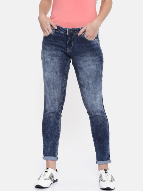 

HERE&NOW Women Blue Slim Fit Mid-Rise Clean Look Stretchable Jeans