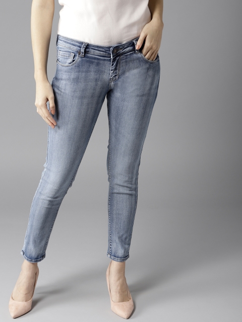 

HERE&NOW Women Blue Slim Fit Mid-Rise Clean Look Stretchable Jeans