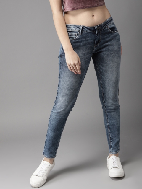 

HERE&NOW Women Blue Skinny Fit Mid-Rise Clean Look Stretchable Jeans