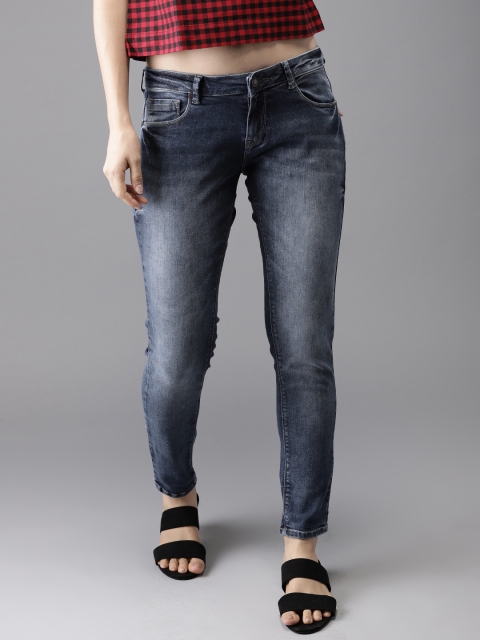 

HERE&NOW Women Blue Slim Fit Mid-Rise Clean Look Stretchable Jeans