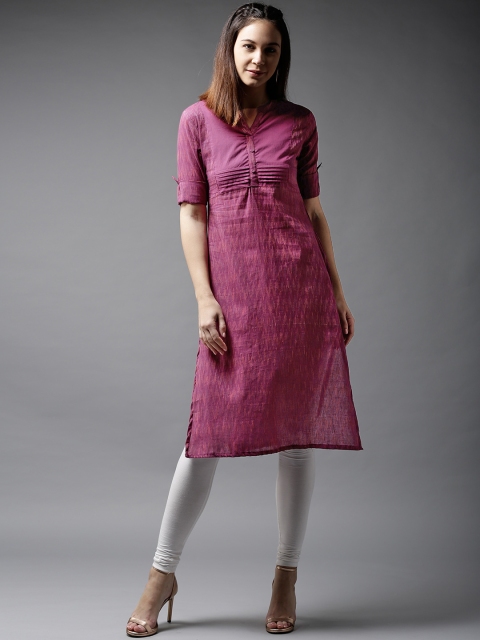 

Moda Rapido Women Magenta Woven Design Straight Kurta