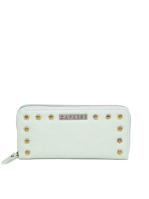 

Caprese Women Mint Green Solid Zip Around Wallet