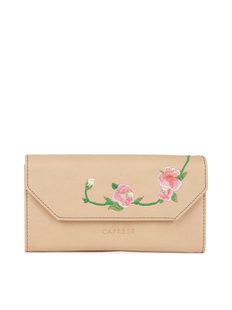 

Caprese Women Beige Embroidered Two Fold Wallet