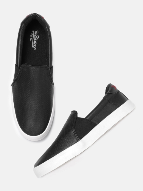 

Roadster Men Black Slip-On Sneakers