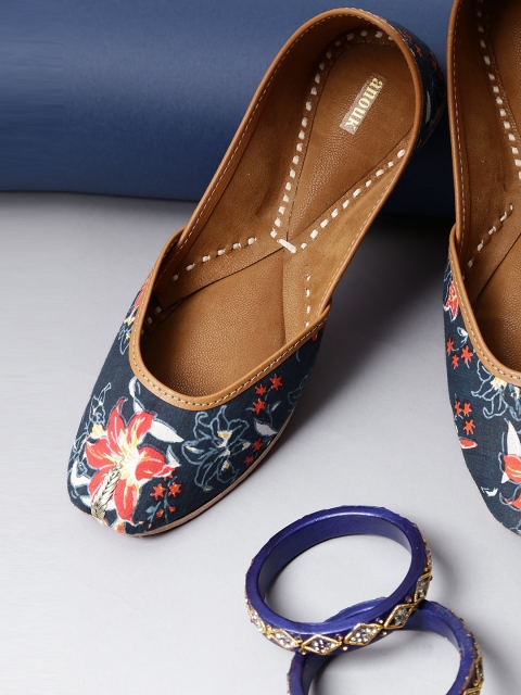 

Anouk Women Navy Blue Printed Mojaris