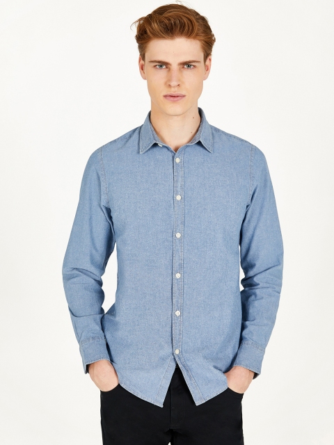 

OVS Men Blue Slim Fit Solid Casual Shirt
