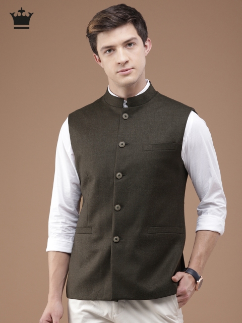 

Louis Philippe Brown Self-Design Ultra Fit Nehru Jacket