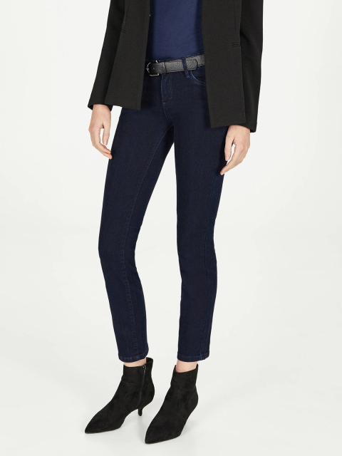 

OVS Women Navy Slim Fit Mid-Rise Clean Look Stretchable Jeans, Navy blue
