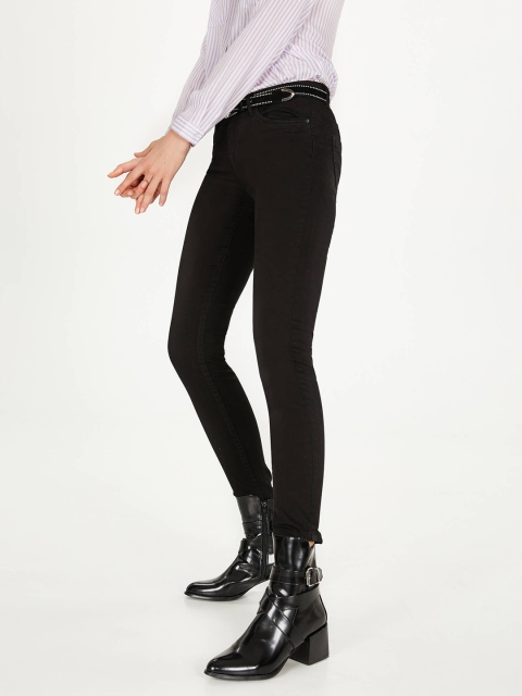 

OVS Women Black Solid Push Up Casual Trousers