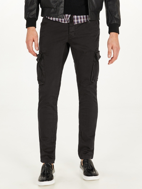 

OVS Men Charcoal Slim Fit Solid Cargos