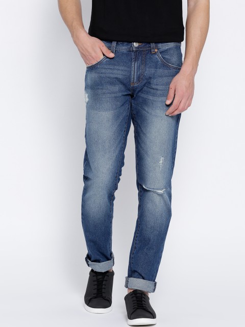 

OVS Men Blue Straight Fit Mid-Rise Mildly Distressed Jeans