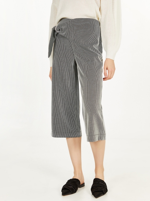 

OVS Women Black & White Regular Fit Striped Culottes