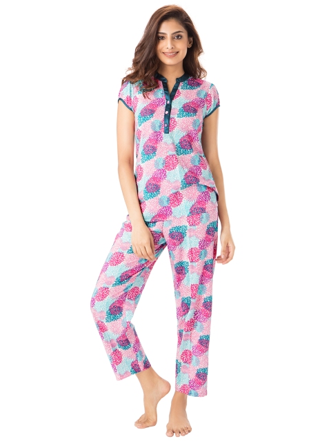 

PrettySecrets Women Blue & Pink Printed Night suit