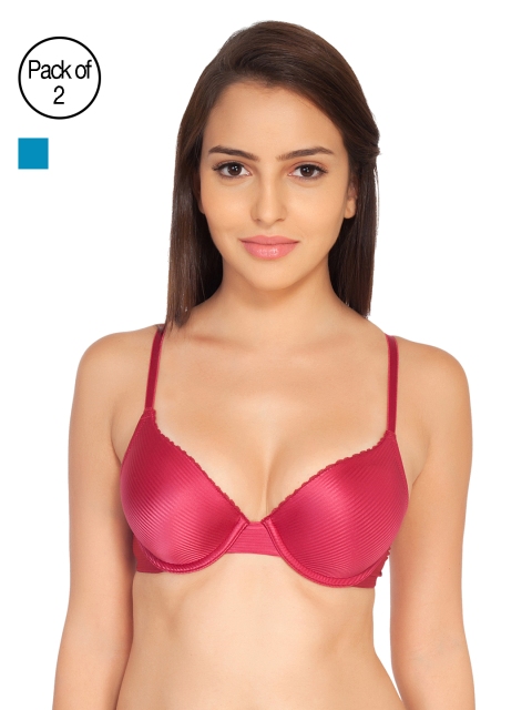 

Soie Women Pack of 2 Padded Underwired T-Shirt Bras CB-105 COMBOPACK 2-Red Blue