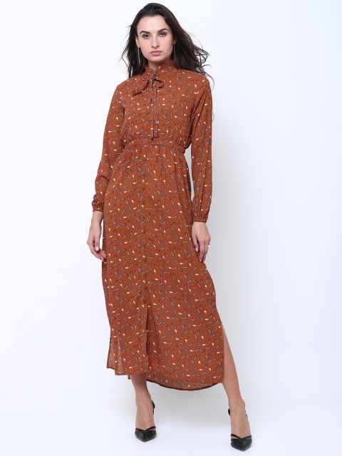 

Tokyo Talkies Women Brown & Blue Printed Maxi Dress