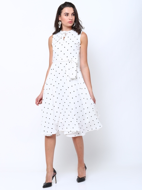 

Tokyo Talkies Women White Printed Fit and Flare Dress