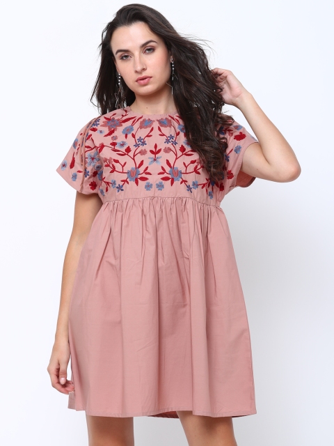 

Tokyo Talkies Women Pink & Red Solid Kaftan Dress