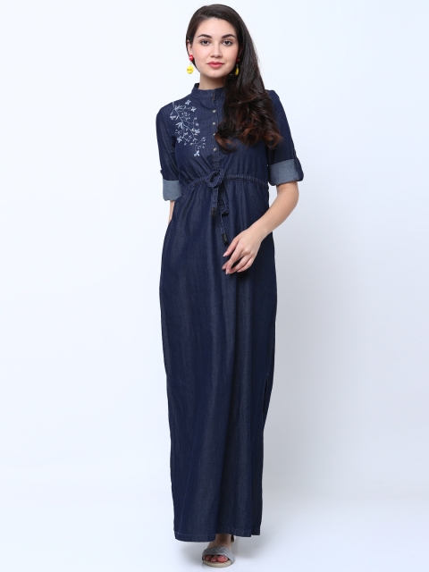 

Tokyo Talkies Women Navy Blue Solid Maxi Dress