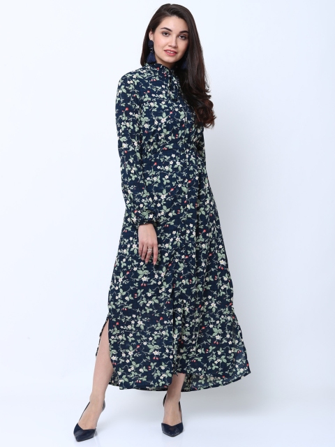 

Tokyo Talkies Women Navy Blue & White Printed Maxi Dress