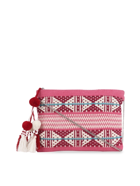 

Diwaah Pink & Red Self Design Sling Bag