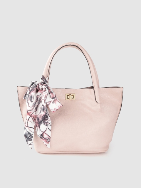 

Steve Madden Peach-Coloured Solid Tote Bag with Scarf