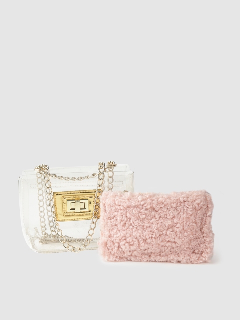 

Steve Madden Transparent & Pink Solid Sling Bag