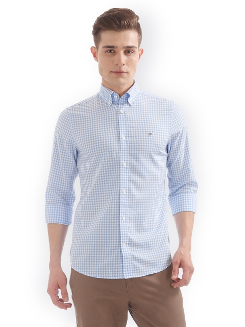 

GANT Men Blue & White Slim Fit Checked Casual Shirt