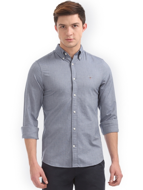 

GANT Men Blue & Grey Slim Fit Solid Casual Shirt