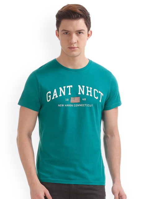 

GANT Men Teal Printed Round Neck T-shirt