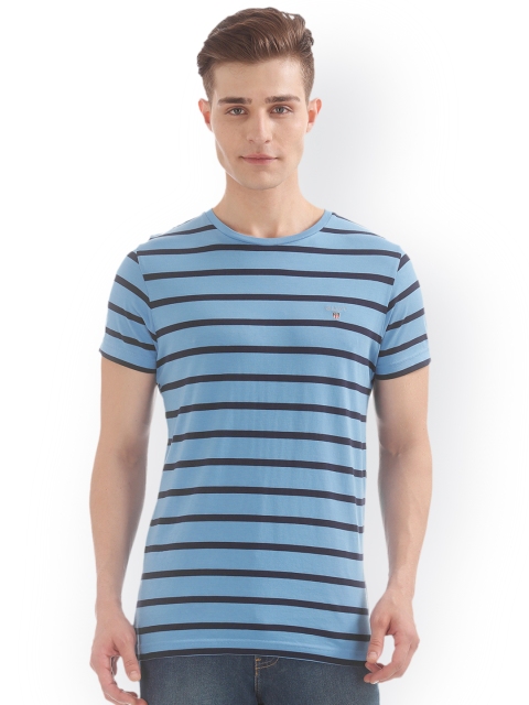 

GANT Men Blue Striped Round Neck T-shirt