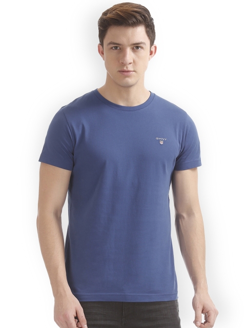 

GANT Men Blue Solid Round Neck T-shirt