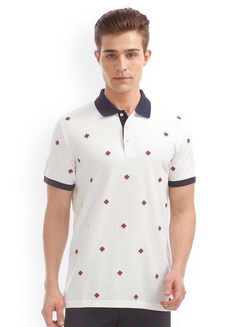 

GANT Men White Printed Polo Collar T-shirt