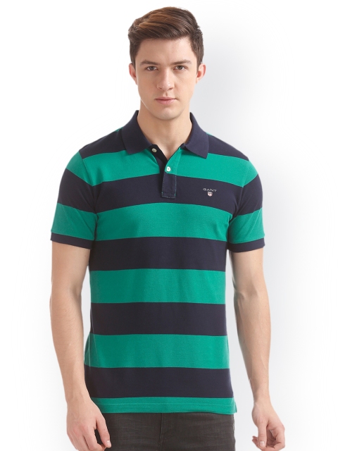 

GANT Men Green Colourblocked Polo Collar T-shirt