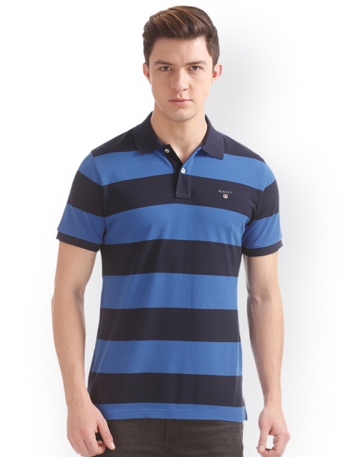 

GANT Men Blue Colourblocked Polo Collar T-shirt