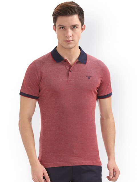 

GANT Men Maroon Solid Polo Collar T-shirt