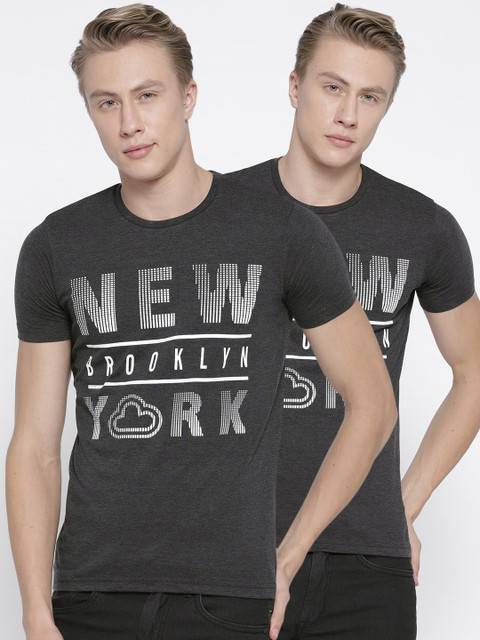 

Sweet Dreams Men Pack of 2 Charcoal Grey Printed T-shirts