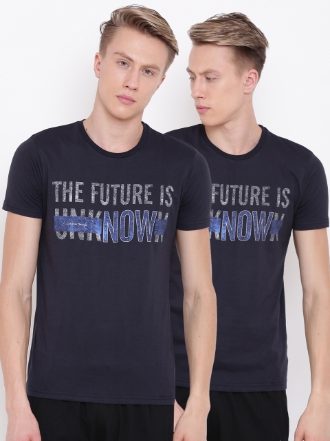 

Sweet Dreams Men Pack of 2 Printed T-shirts MT-183318COM, Navy blue